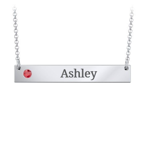 Engravable Birthstone Bar Necklace