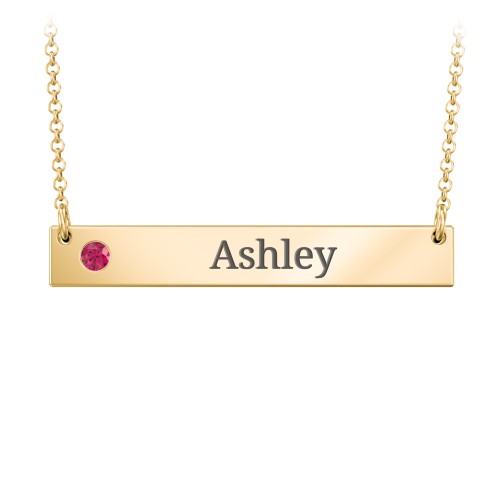 Engravable Birthstone Bar Necklace