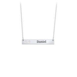 2 Engravable Birthstone Bar Necklace