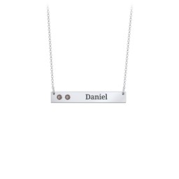 2 Engravable Birthstone Bar Necklace