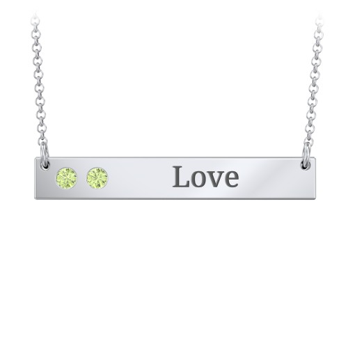 2 Engravable Birthstone Bar Necklace