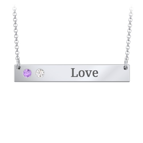 2 Engravable Birthstone Bar Necklace