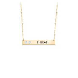 2 Engravable Birthstone Bar Necklace in 18K Gold Plated Silver with Aquamarine, Citrine, Mint Premium Zirconia, and Amethyst Premium Zirconia