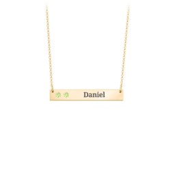 2 Engravable Birthstone Bar Necklace in 18K Gold Plated Silver with Peridot, Citrine, Mint Premium Zirconia, and Amethyst Premium Zirconia