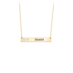 2 Engravable Birthstone Bar Necklace in 18K Gold Plated Silver with Blue Topaz, Citrine, Mint Premium Zirconia, and Amethyst Premium Zirconia