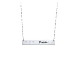 3 Engravable Birthstone Bar Necklace