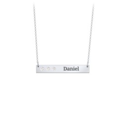 3 Engravable Birthstone Bar Necklace