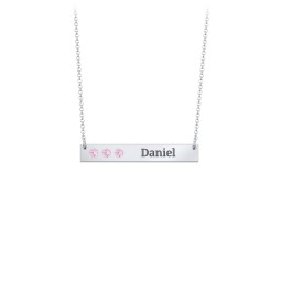 3 Engravable Birthstone Bar Necklace