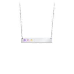 3 Engravable Birthstone Bar Necklace