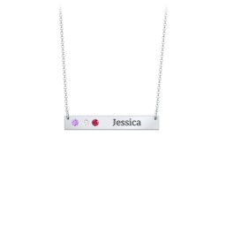 3 Engravable Birthstone Bar Necklace
