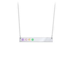 4 Engravable Birthstone Bar Necklace