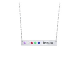 5 Engravable Birthstone Bar Necklace
