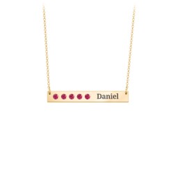 5 Engravable Birthstone Bar Necklace in 18K Gold Plated Silver with Ruby