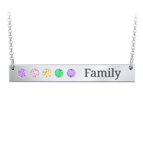 5 Engravable Birthstone Bar Necklace