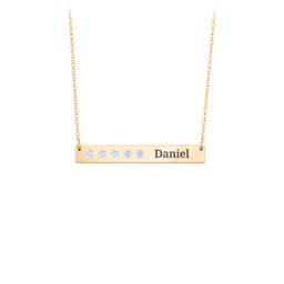 5 Engravable Birthstone Bar Necklace in 18K Gold Plated Silver with Aquamarine