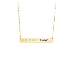5 Engravable Birthstone Bar Necklace in 18K Gold Plated Silver with Peridot