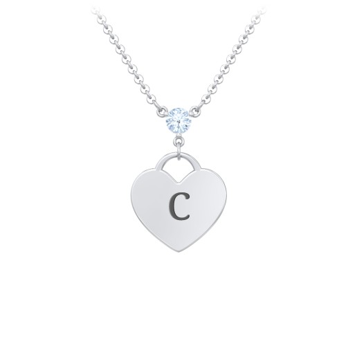 Engravable Heart Necklace with Birthstone