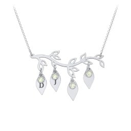 Leaf Initial Family Birthstone Necklace
