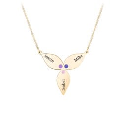 Engravable 3 Petal Flower Birthstone Necklace