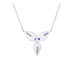 Engravable 3 Petal Flower Birthstone Necklace