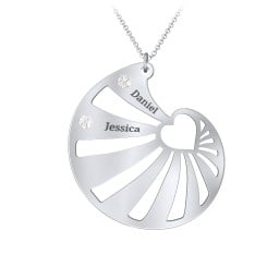 Engravable Spiral Heart Shell Birthstone Necklace