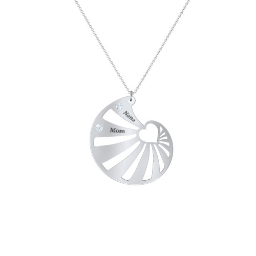 Engravable Spiral Heart Shell Birthstone Necklace