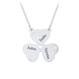 Engravable 3 Leaf Clover Birthstone Necklace