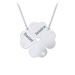 Engravable 4 Leaf Clover Birthstone Necklace