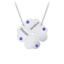 Engravable 4 Leaf Clover Birthstone Necklace