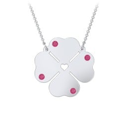 Engravable 4 Leaf Clover Birthstone Necklace