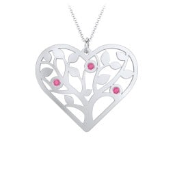 Heart Family Tree Mother's Necklace with 3-6 Birthstones