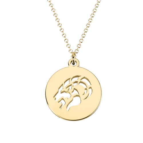 Capricorn Zodiac Sign Cutout Disc Necklace – 18K Gold Plated Silver