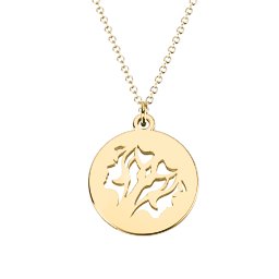 Gemini Zodiac Sign Cutout Disc Necklace in 18K Gold Plated Silver