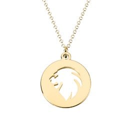 Leo Zodiac Sign Cutout Disc Necklace in 18K Gold Plated Silver