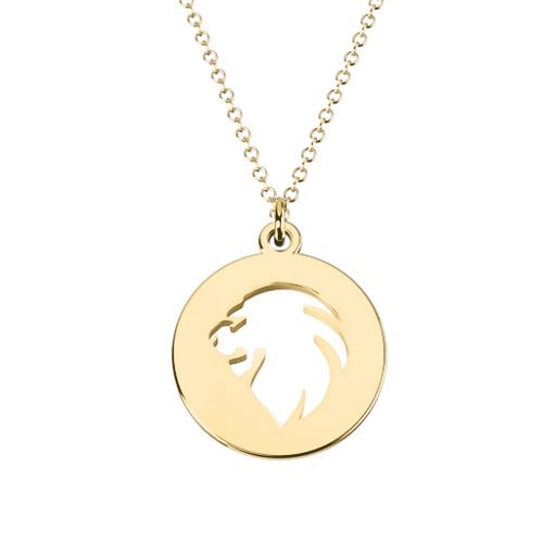 Leo Zodiac Sign Cutout Disc Necklace – 18K Gold Plated Silver