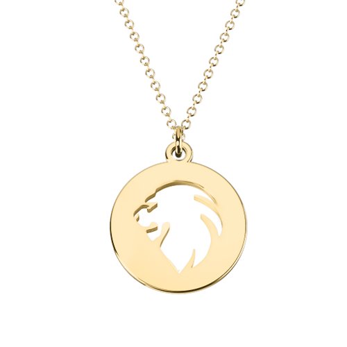 Leo Zodiac Sign Cutout Disc Necklace – 18K Gold Plated Silver