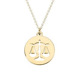 Libra Zodiac Sign Cutout Disc Necklace