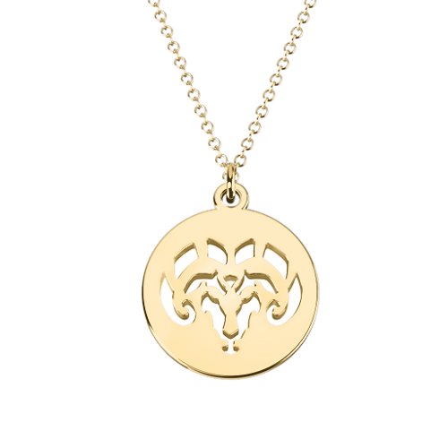Aries Zodiac Sign Cutout Disc Necklace – 18K Gold Plated Silver