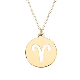 Aries Zodiac Symbol Cutout Disc Necklace