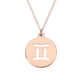 Gemini Zodiac Symbol Cutout Disc Necklace