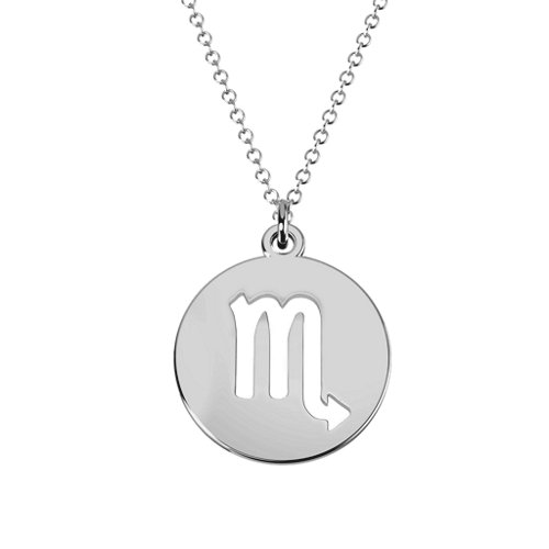 Scorpio Zodiac Symbol Cutout Disc Necklace – Sterling Silver