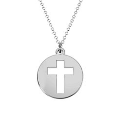Cross Cutout Disc Necklace