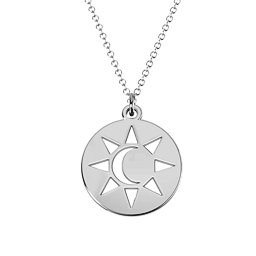 Sun And Moon Cutout Disc Necklace in 925 Sterling Silver