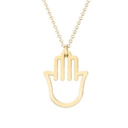 Hamsa Cutout Necklace in 10K Solid Yellow Gold