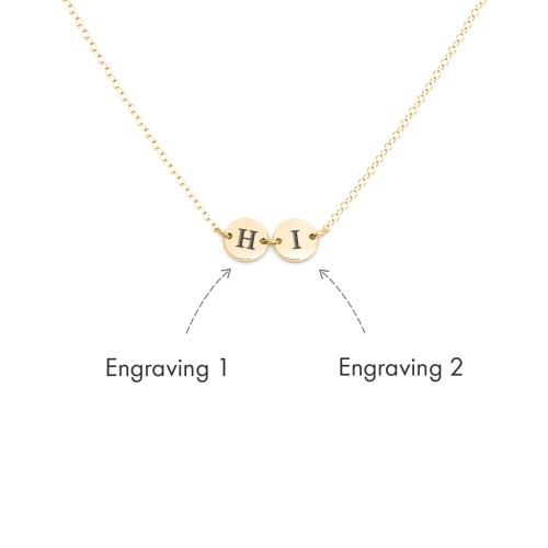 Engravable Initial 2 Disc Pendant – 18K Gold Plated Silver