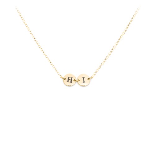 Engravable Initial 2 Disc Pendant – 18K Gold Plated Silver