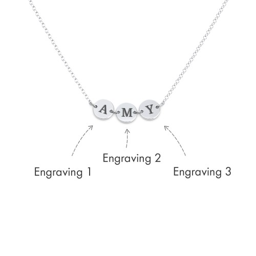 Engravable Initial 3 Disc Pendant – Sterling Silver