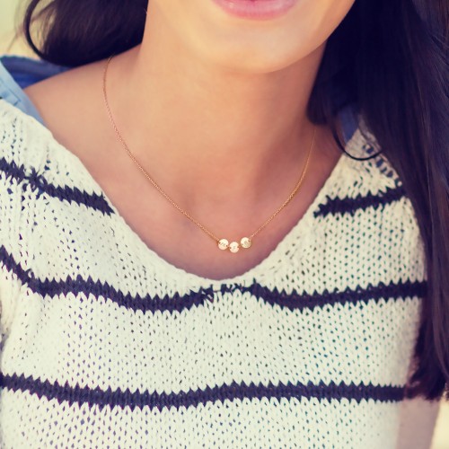 Engravable Initial 3 Disc Pendant – 18K Gold Plated Silver