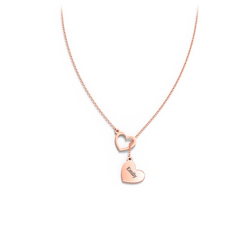 Engravable Double Heart Lariat – 10K Rose Gold