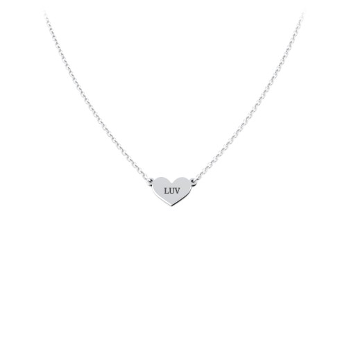 Engravable Heart Charm Necklace – Sterling Silver